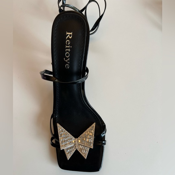 Square Toe Bejeweled Kitten Heels - Picture 2 of 3